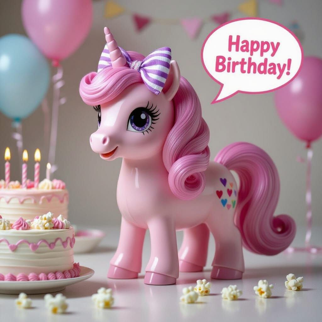 My Little Pony Birthday Celebration Hyperrealistic Photo