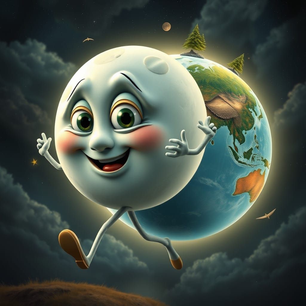 the moon in its orbit