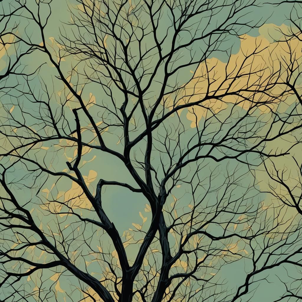 Abstract Leafless Tree with Complementary Colors