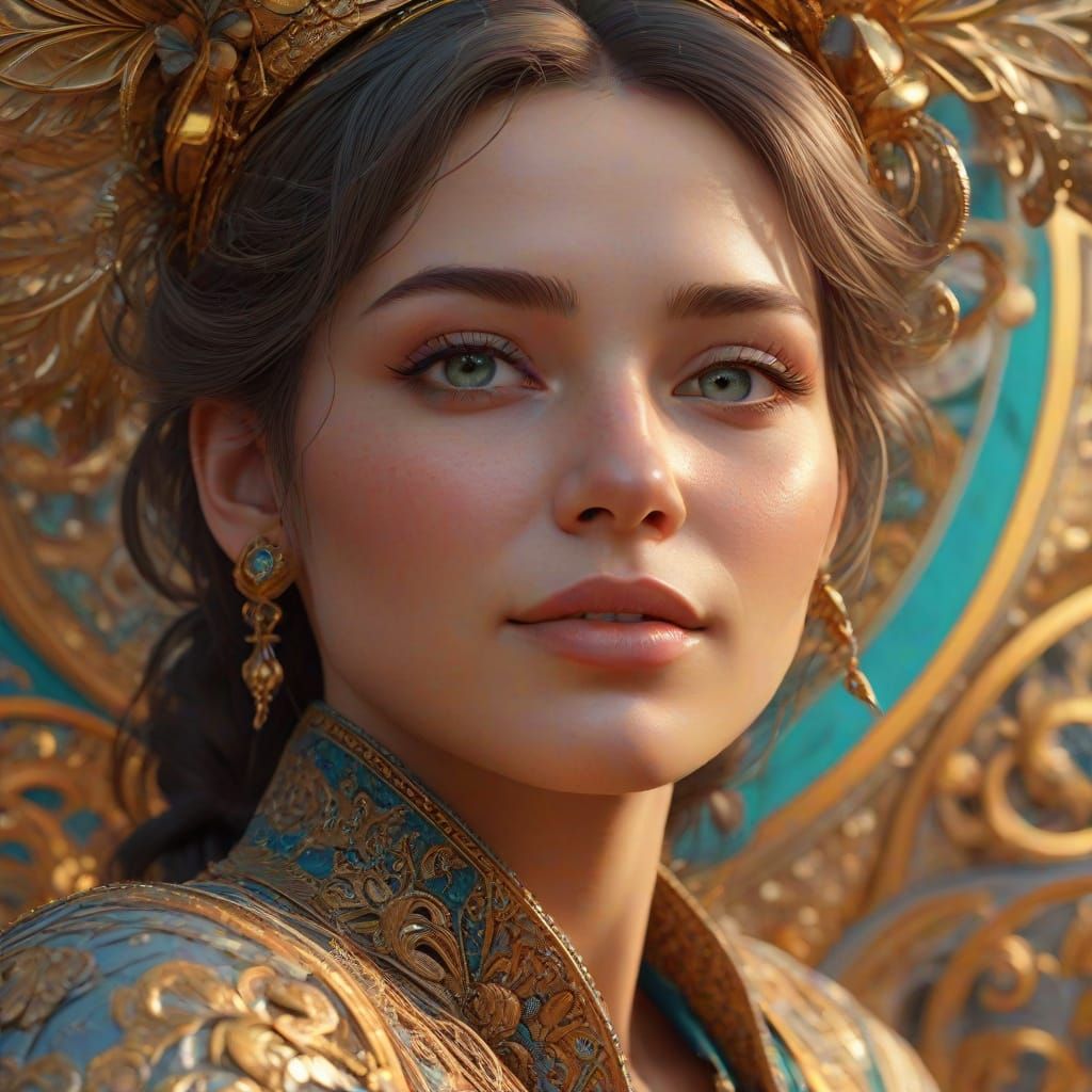 Woman with Gray Eyes: Gold Patterned Concept Art