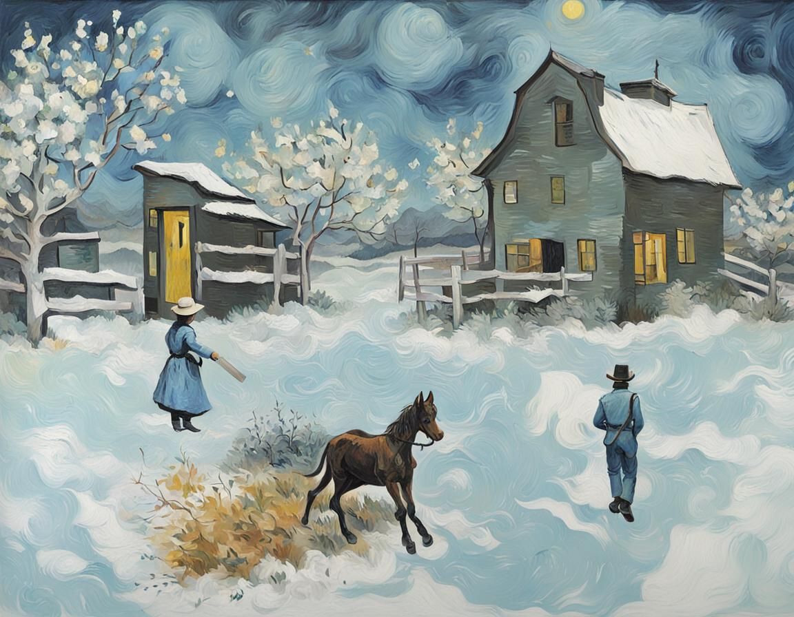 Wheat Field Under Swirling Sky: Van Gogh Style