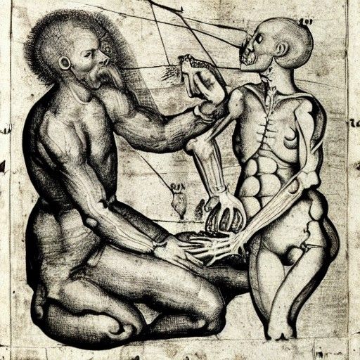 Anatomical Apple Diagram with Judith Slaying Holofernes