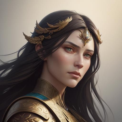 Regal Armored Figure: Hyper-Realistic Digital Portrait