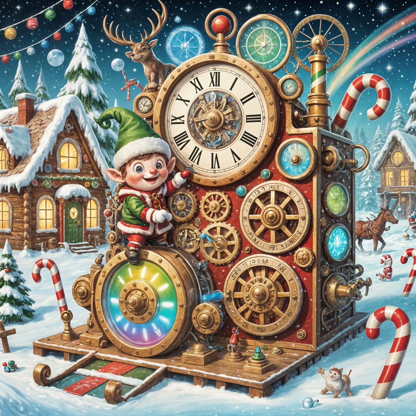 Vintage Futuristic Time Machine at the North Pole