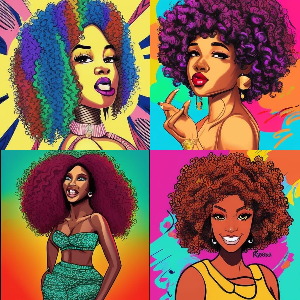 2000s Black woman Pop Art Style