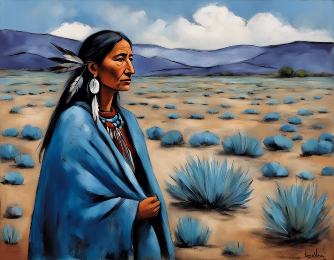 Native American Woman in Neo-Primitivism Style