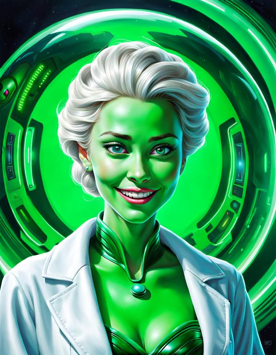 Haunted Elsa in Retro Sci-Fi Movie Poster Style