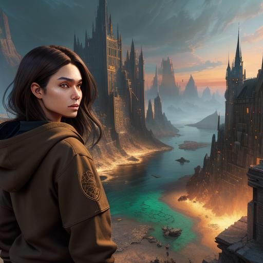 Girl in Hoodie: Detailed Fantasy Art