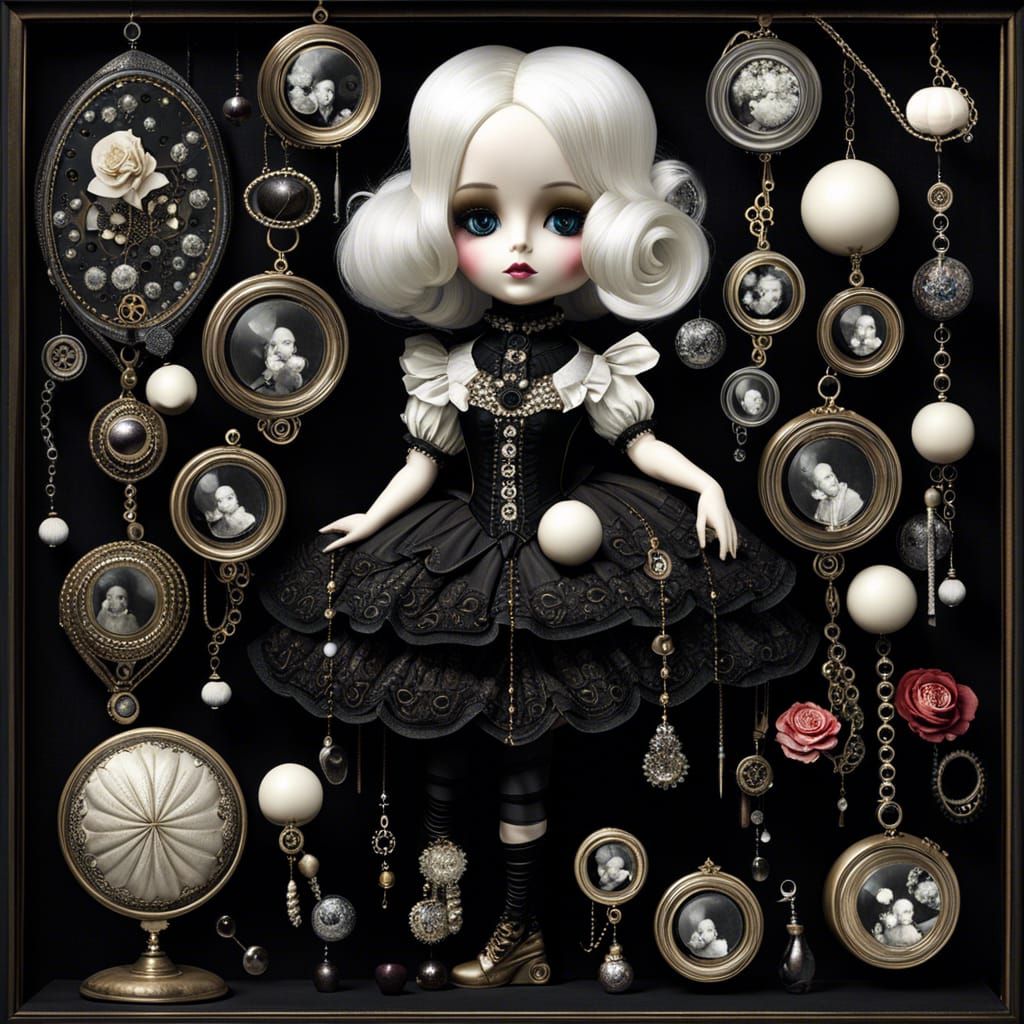 Steampunk Gothic Soap Bubbles and Paper Dolls