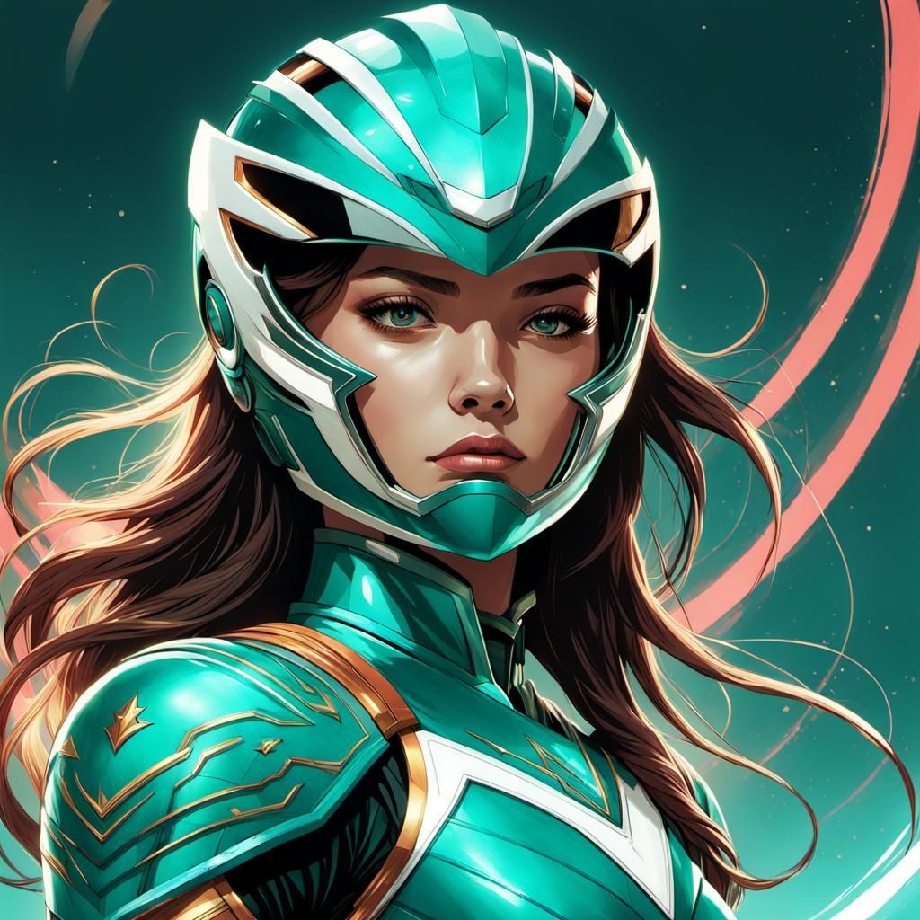 Teal Power Ranger: Luminous Digital Concept Art