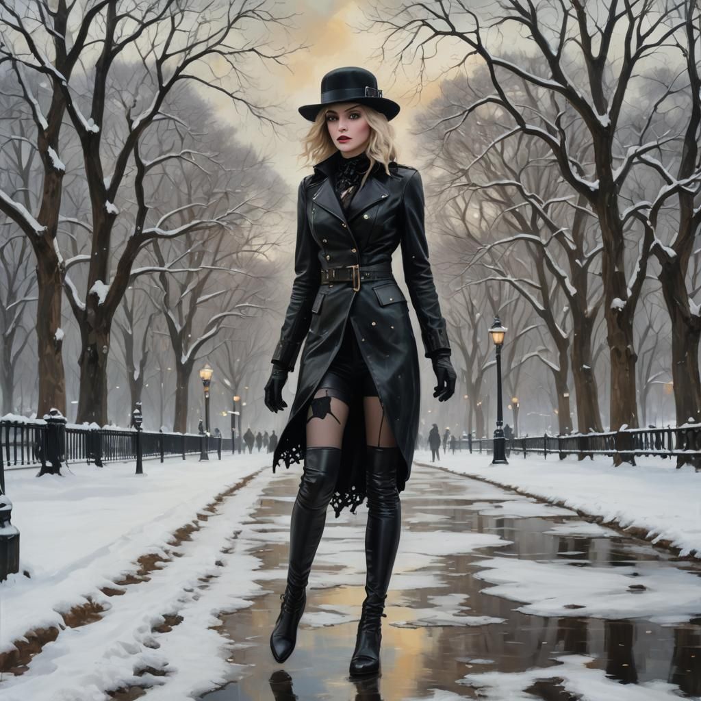 Gothic Steampunk Woman in Boston Commons