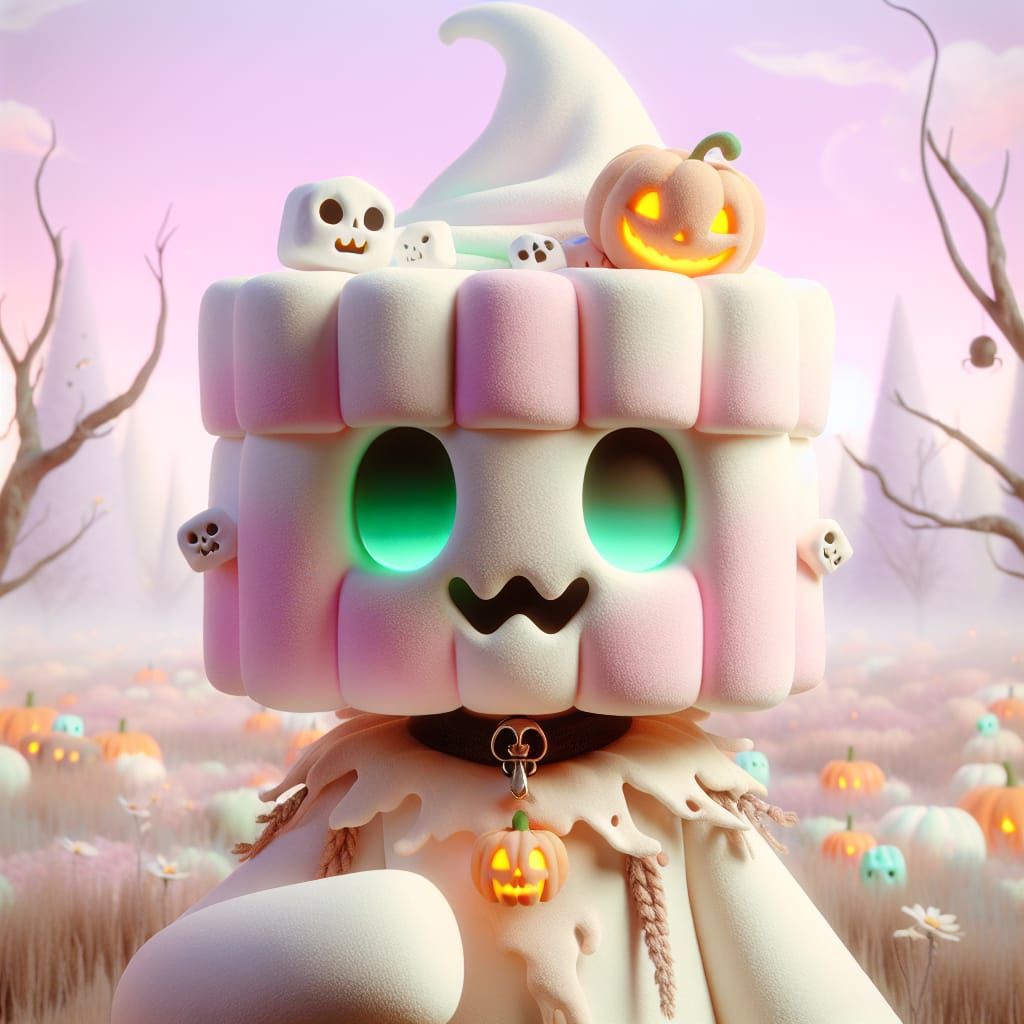 Dreamy Halloween Marshmallowpunk Landscape in Pastel Colors
