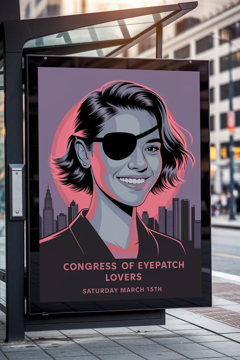 Modern Digital Art Poster for Eyepatch Enthusiasts Conventio...
