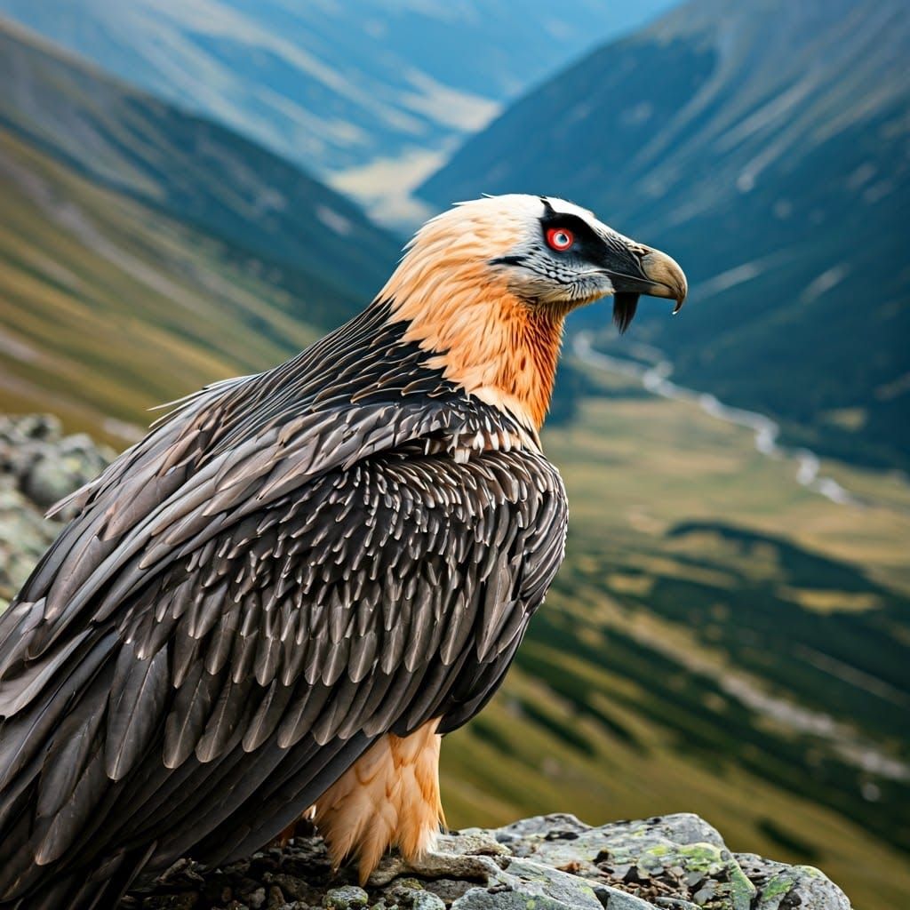 Bearded Vulture Portrait in Hyperrealistic Detail