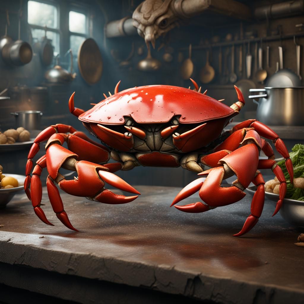 Crab Chef in Detailed Matte Painting Style