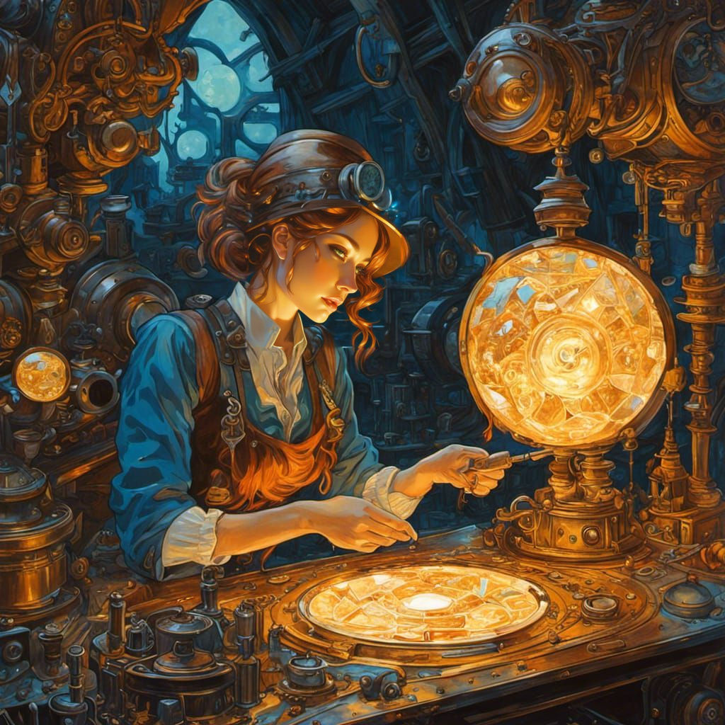 Steampunk Girl's Diamond Mine: Gouache Painting