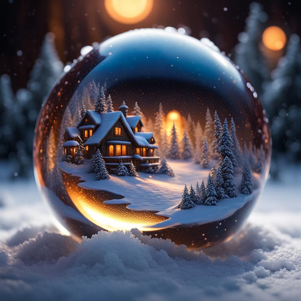 Opalescent Crystal Ball Macro Photo in Dark Fantasy Style