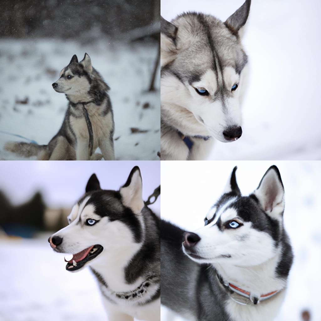 Cute Husky Dog Portrait in Snow