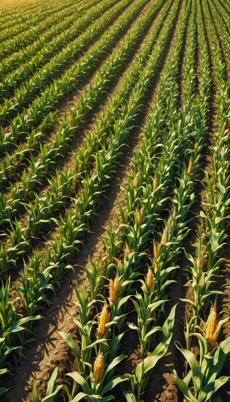 Drought-Stricken Cornfield: Hyperrealistic Farm Landscape