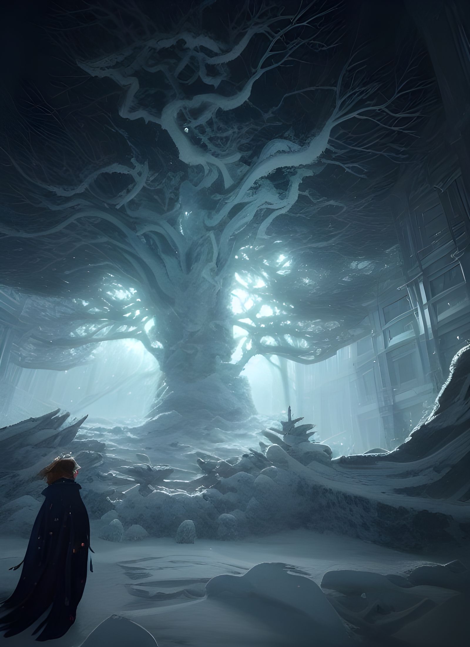 Frozen Throne Room with Japanese Cherry Tree