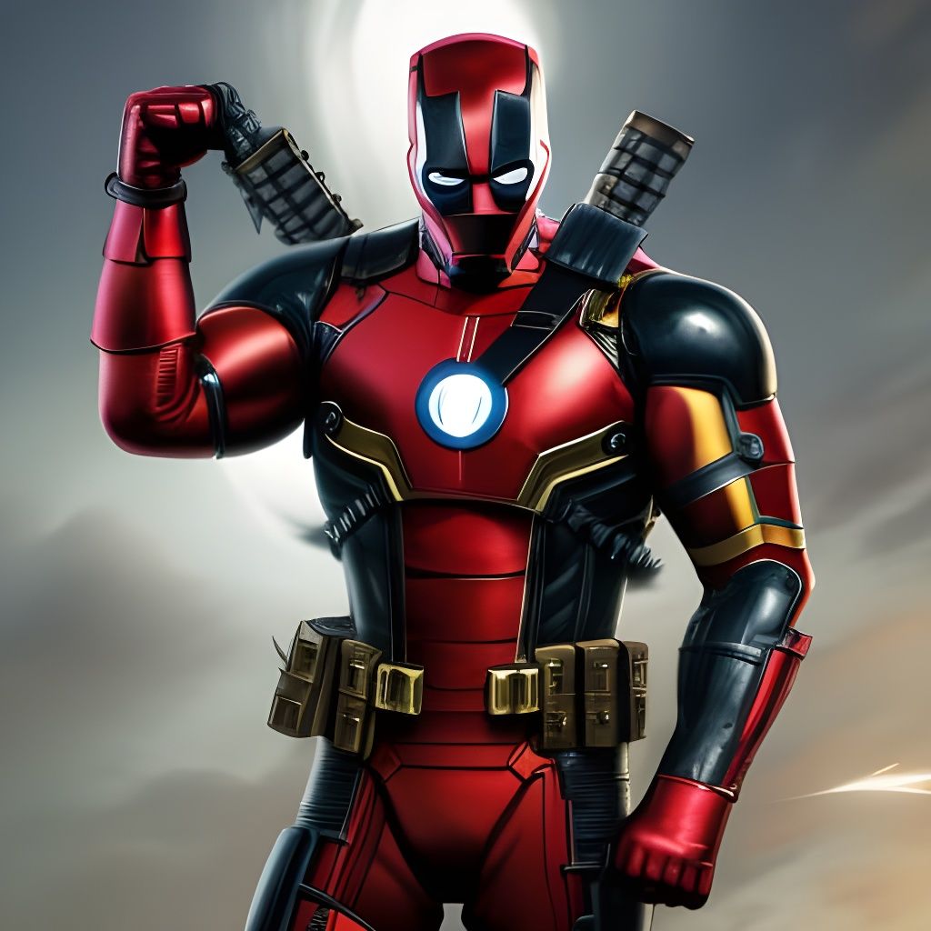 Deadpool Knight and Ironman Batman: Digital Art