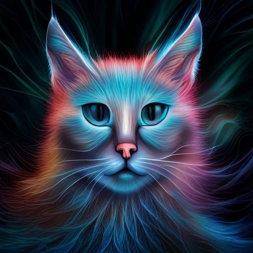 Ghost Cat in Dark Fantasy Style