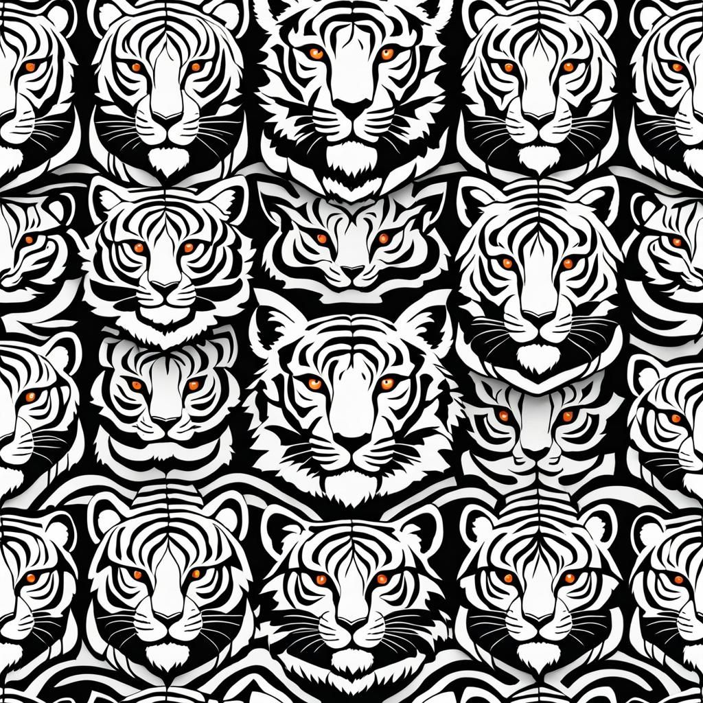 Seamless White Tiger Face Mask Pattern