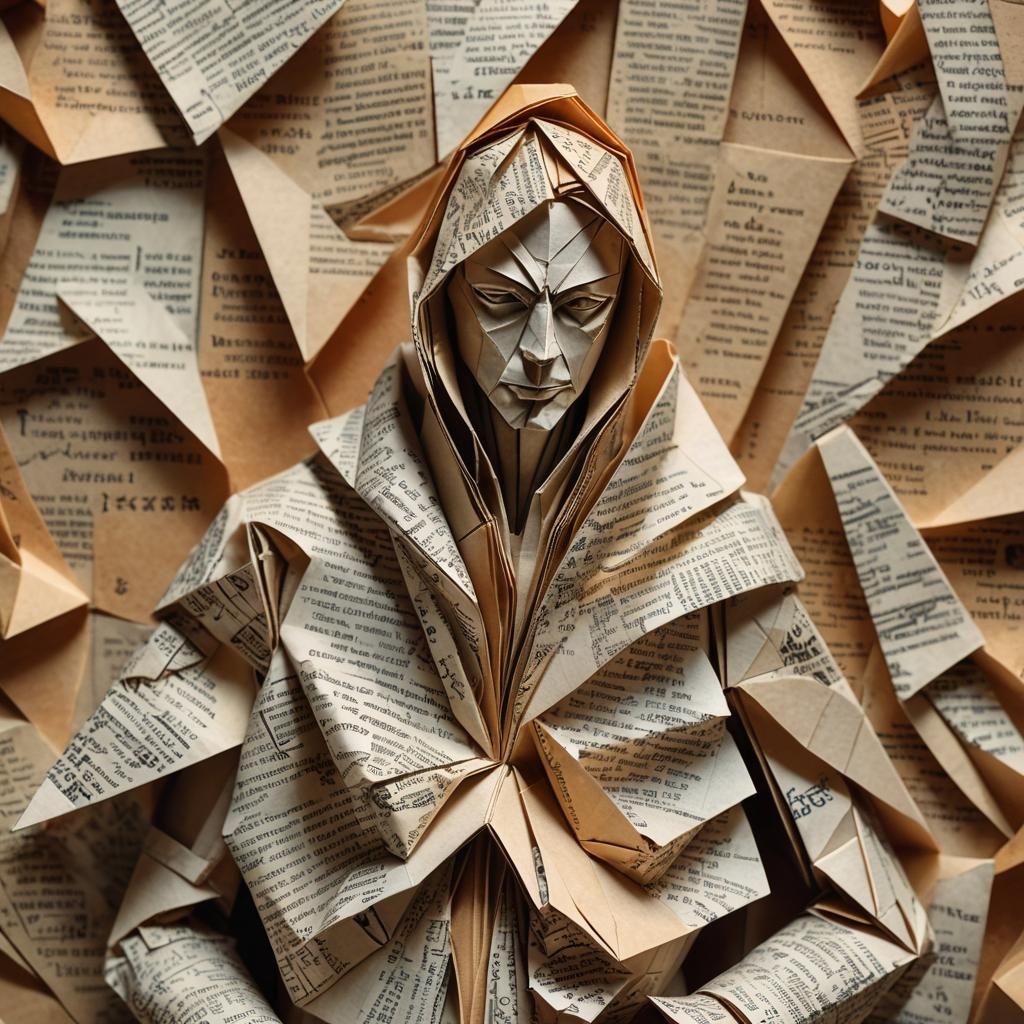 Intricate Origami Figure Made of Book Pages