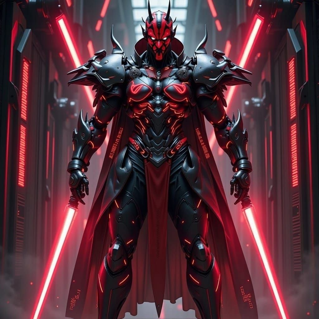 Sith Lord Darth Maul in Cyberpunk Gothic Armor