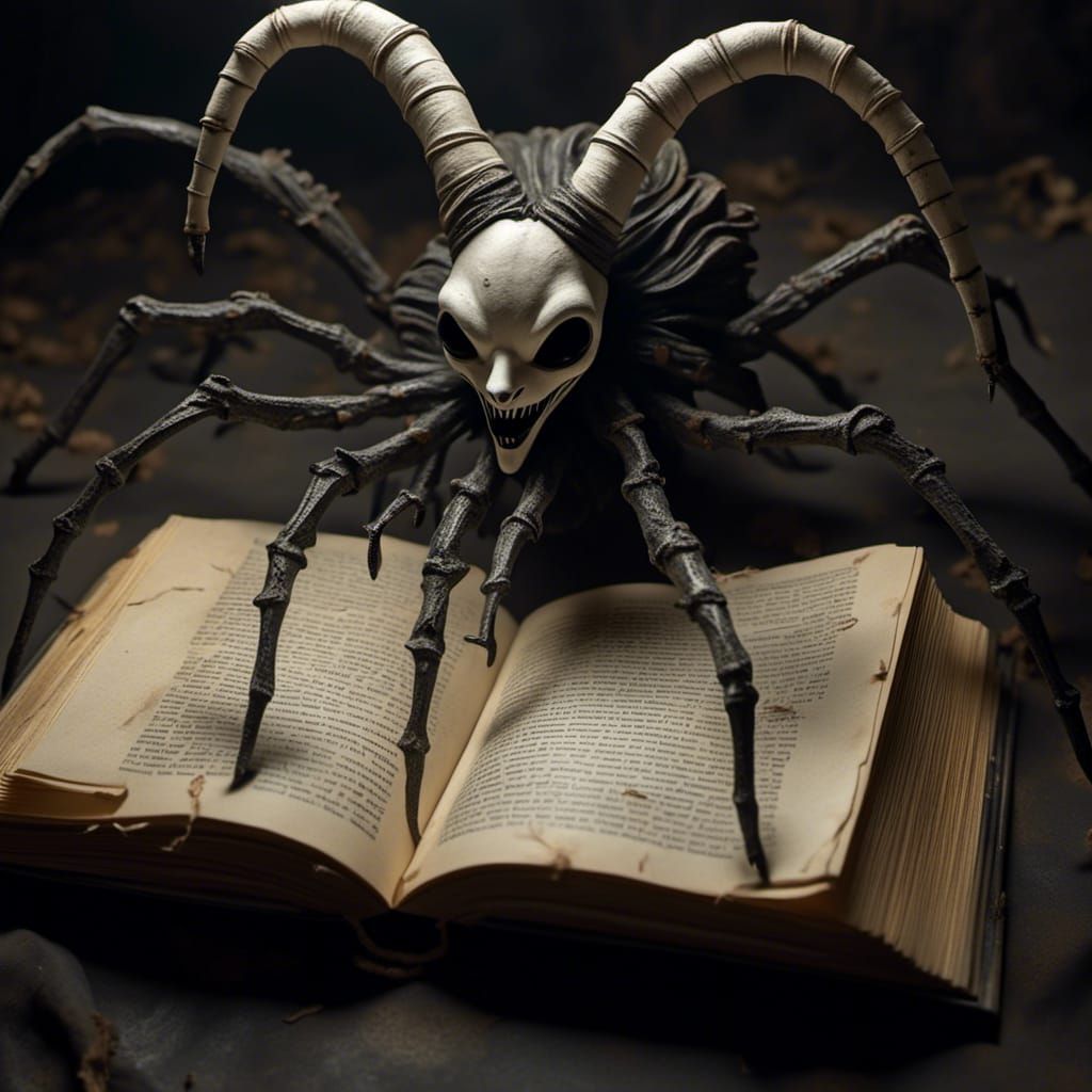 Lovecraftian Horror: Open Book with Fluttering Pages