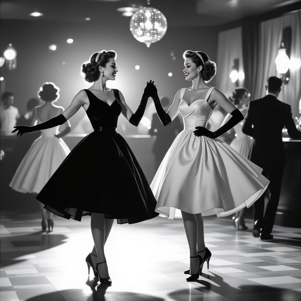 1950s Disco Dance in Film Noir Style