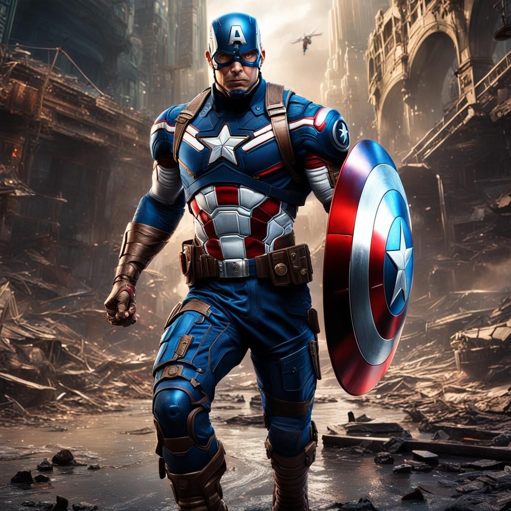 Cyborg Captain America: Detailed Matte Painting