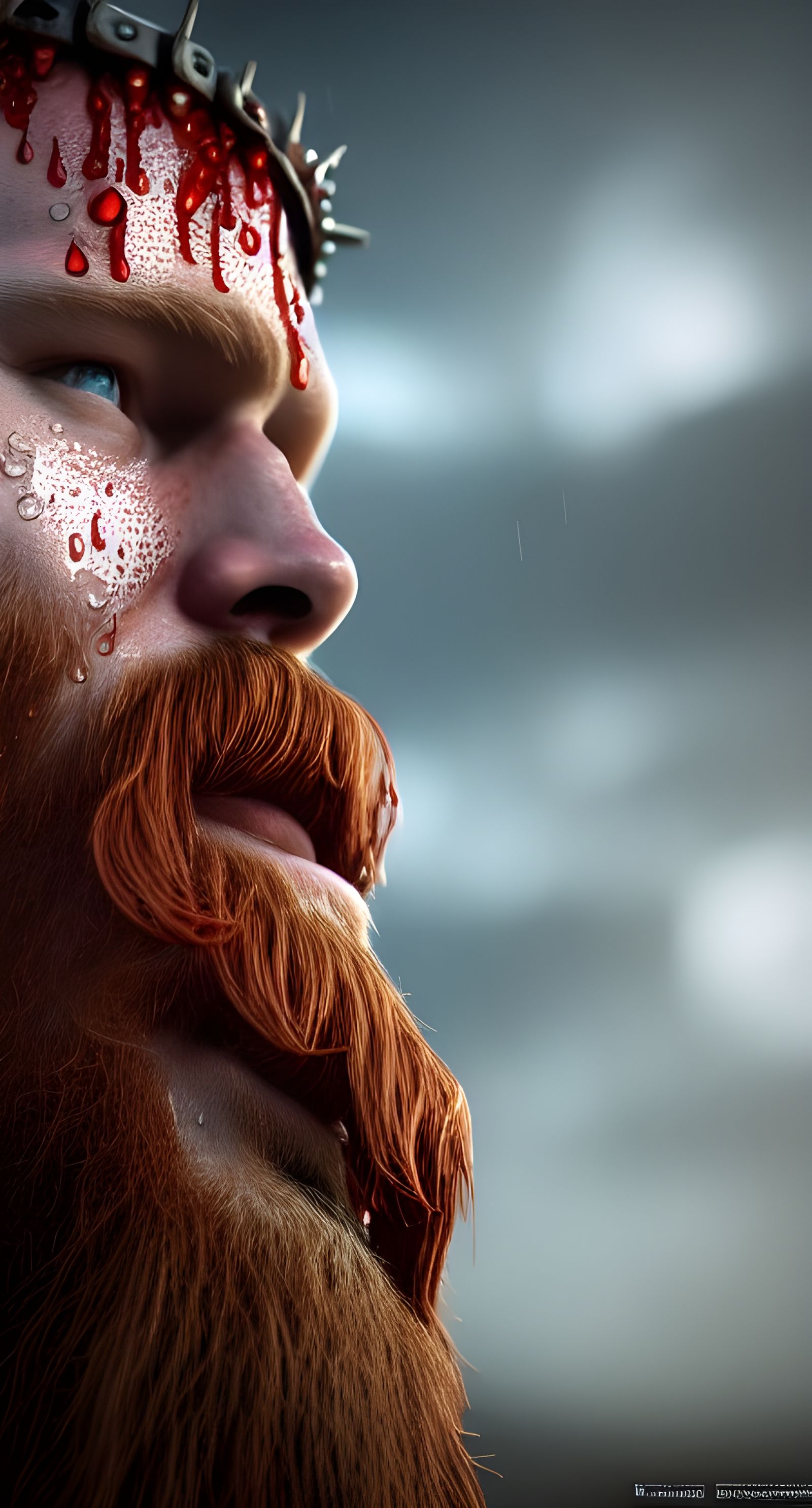 Red-Bearded Viking King David in Hyperrealism