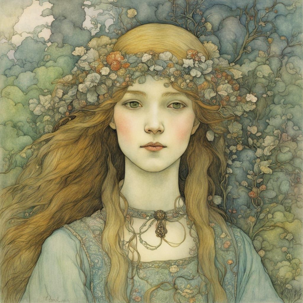 Enchanted Noble Girl in Misty Glade