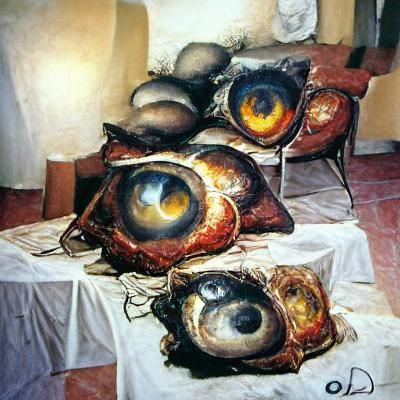 Abstract Painting of Human Eyes in Ossorio Style