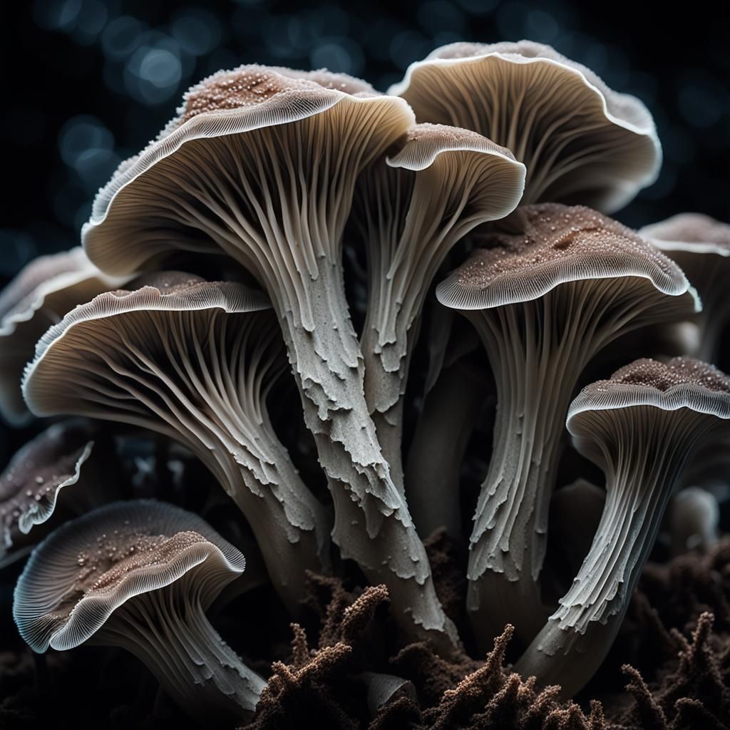 Oyster Mushroom Gills in Macro Photography