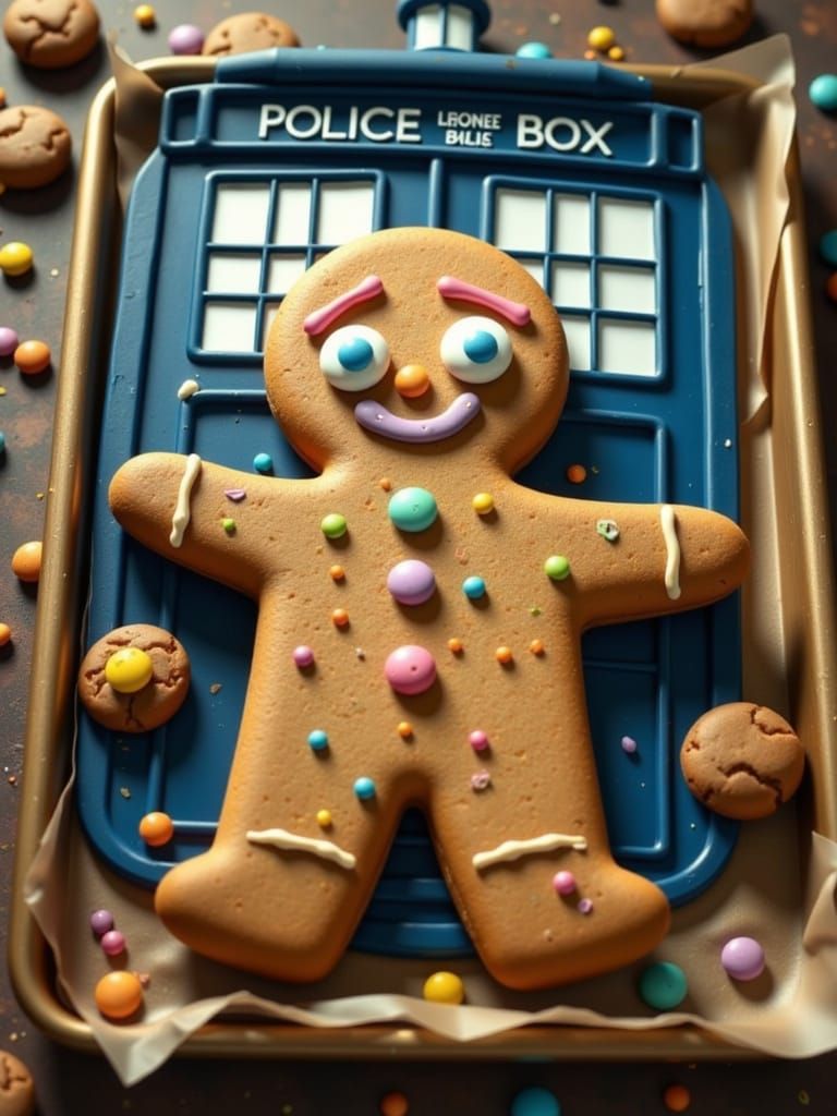 Gingerbread Doctor Who on Tardis Oven