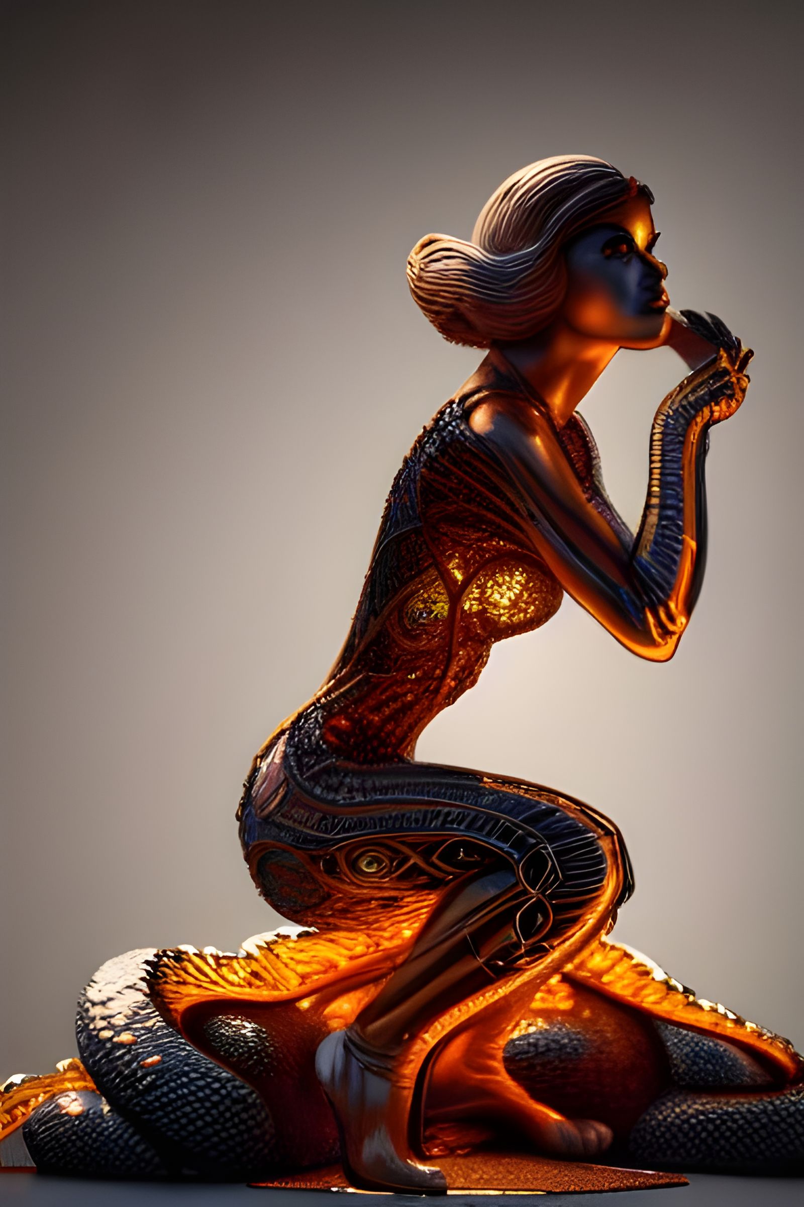 Glass Sculpture on Fire: Hyperdetailed Digital Art
