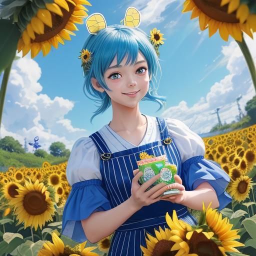 Whimsical Bee with Honeycomb in Anime 3D Style