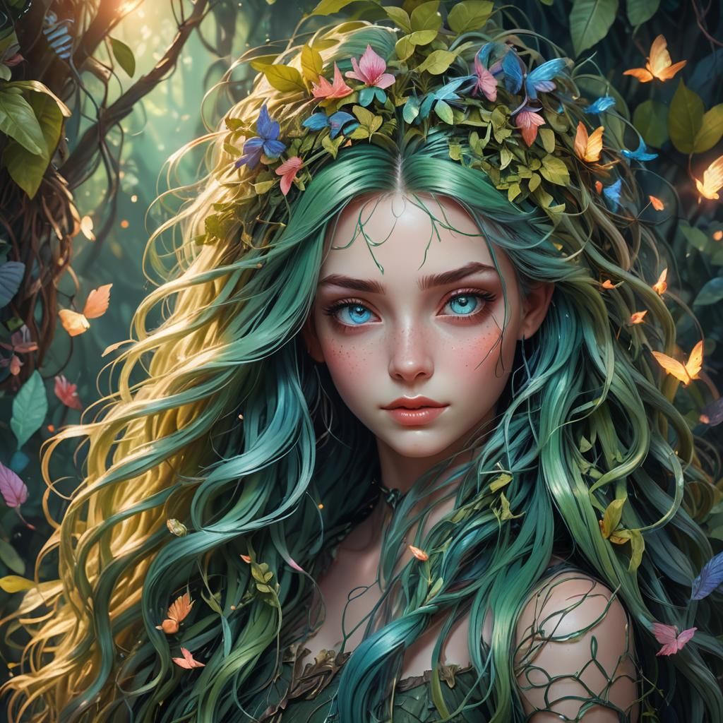 Charming Girl with Miniature People, Anime Art