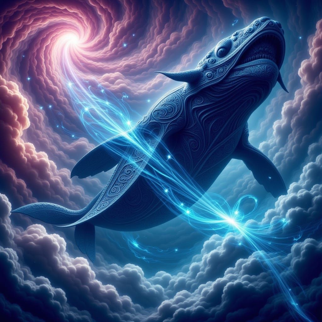 Ancient Whale in Cosmic Nebula - Fantasy Concept Art