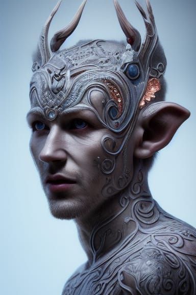 Elf Demigod with Bear Features in Gothic Style