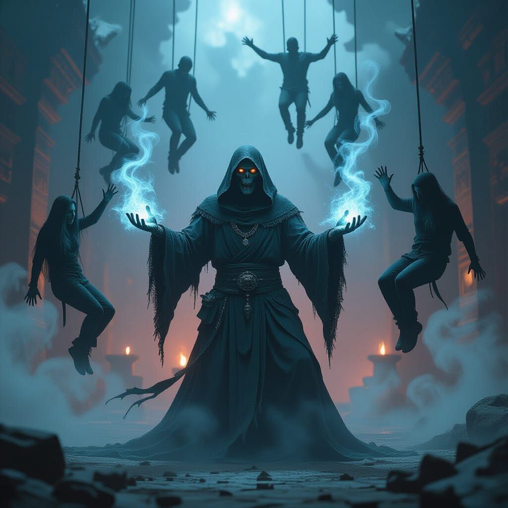 Zombie Sorcerer Levitating Humans in Ethereal Arcane Energy