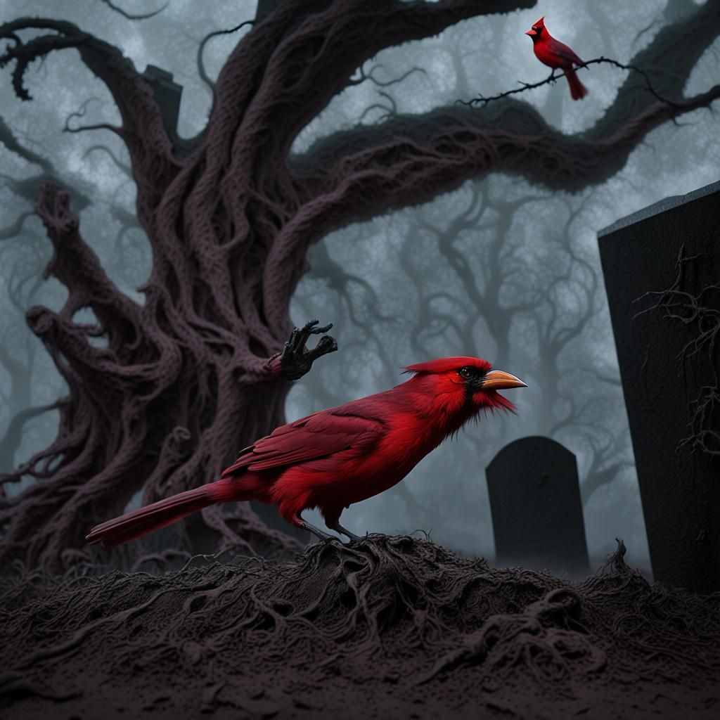 Cardinal Pulling Hand From Grave: Dark Fantasy