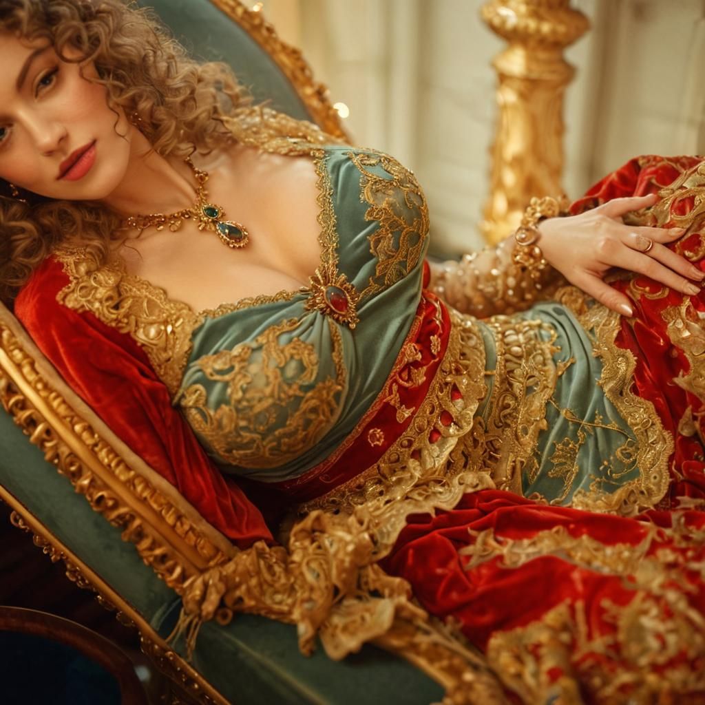 Opulent Woman in Lace with Velvet Texture