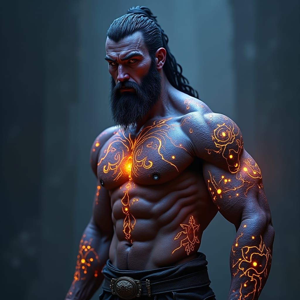 Mystical Runes Etched on Warrior Skin