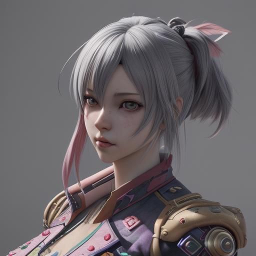 Detailed 3D Anime Crazy Quilt Inspired by WLOP