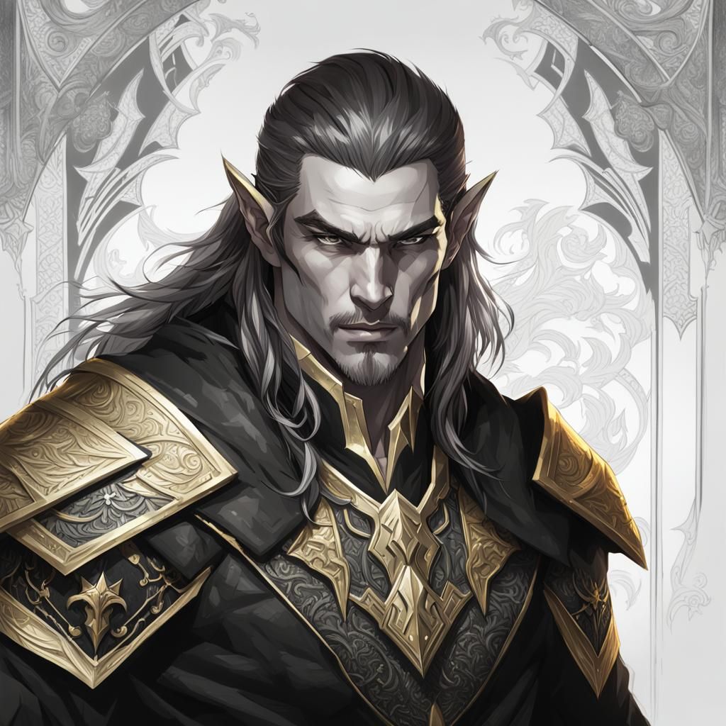 Muscular Elf Warrior Portrait in Hyperdetailed Style