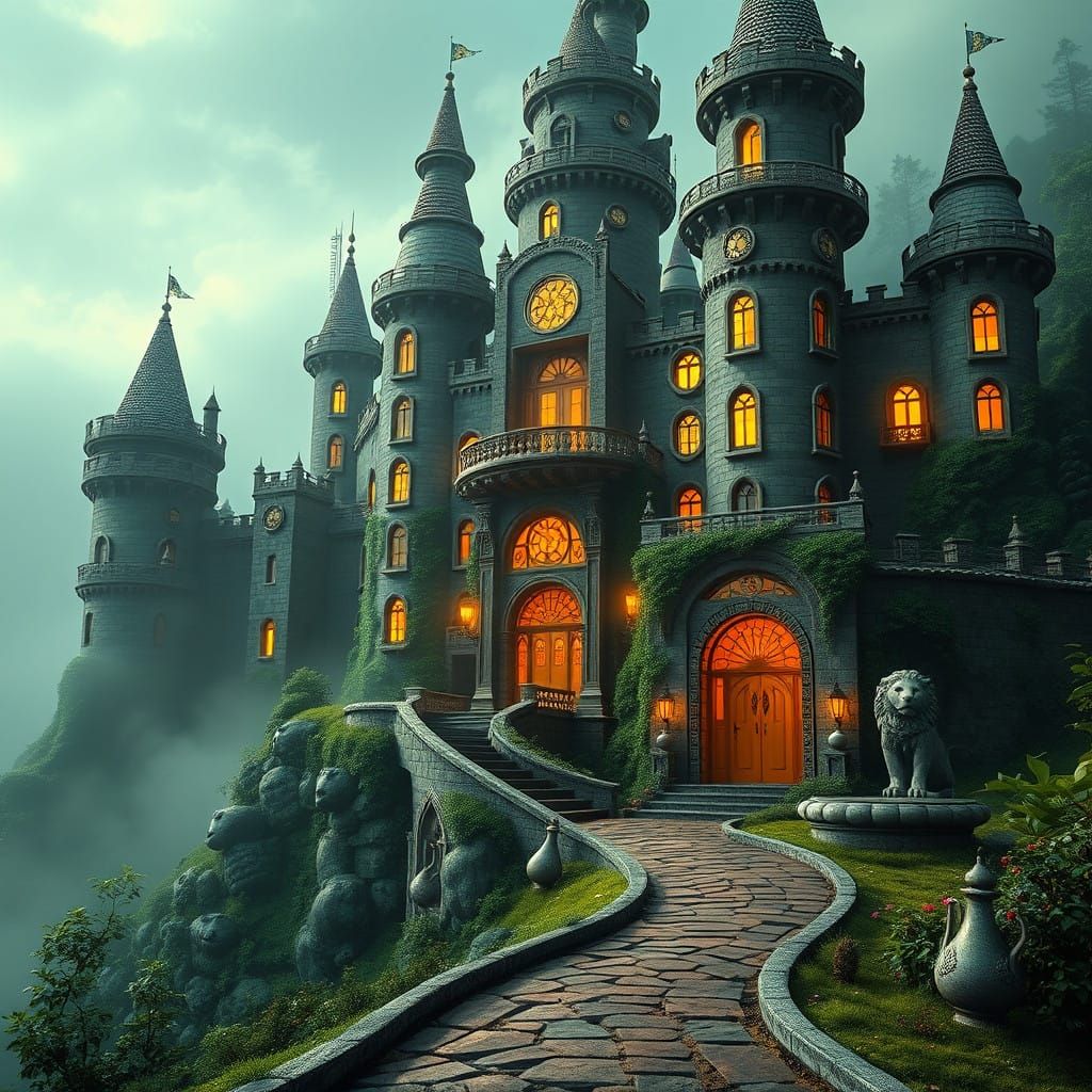 Majestic Coffee Castle Amidst Lush Greenery