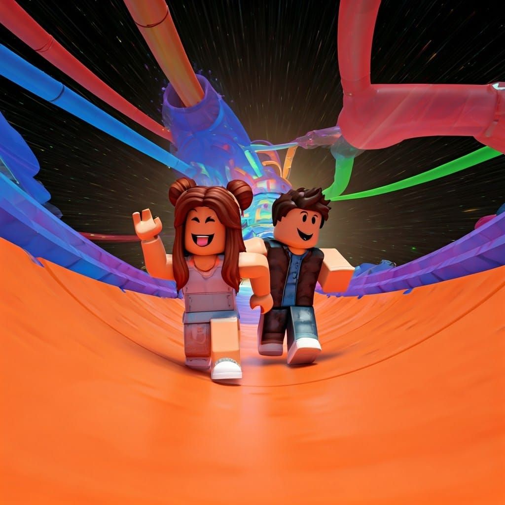 Vibrant Roblox Duo Navigates Colorful Obstacle Course